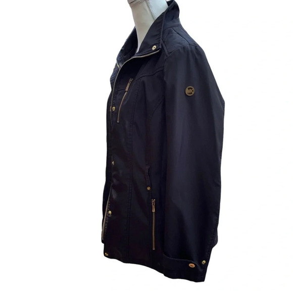 Michael Kors Women’s Black Utility Jacket with Gold Hardware Size Medium - Picture 6 of 15